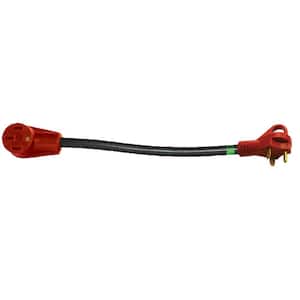 Mighty Cord 12" Adapter Cord w/Handle - 30AM - 50AF, Red (Carded)
