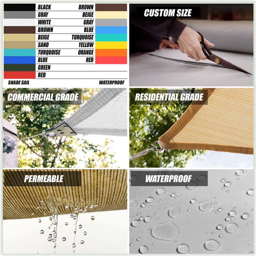 Large White HDPE Rectangle Sun Shade Sail with Installation Kit