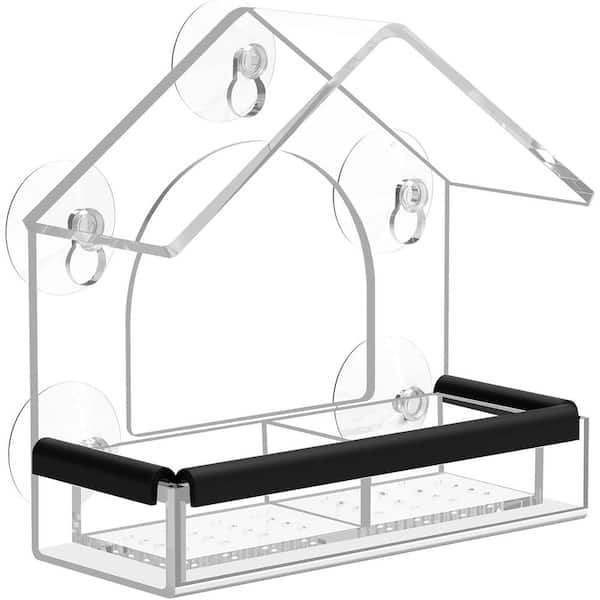 Afoxsos Clear Acrylic Window Bird Feeder with 5 Extra Strong Suction Cups-Sturdy and Durable