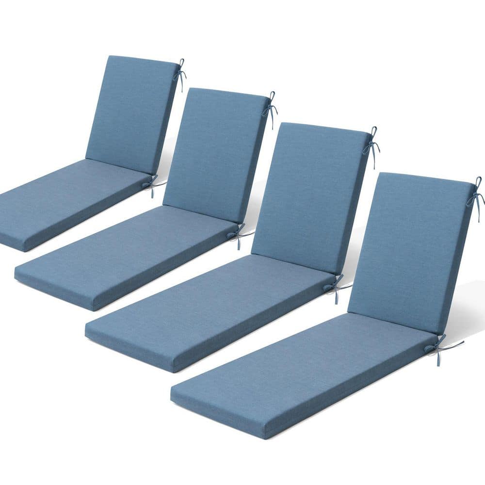 71.5 in. x 20.5 in. Sunbrella Outdoor Chaise Lounge Cushion in Blue (4-Pack