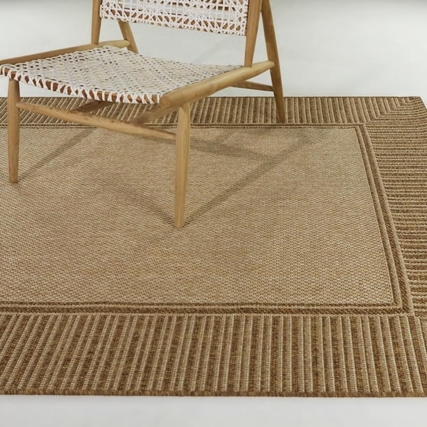 Frans Tan 5 ft. x 7 ft.  Solid Indoor/Outdoor Area Rug