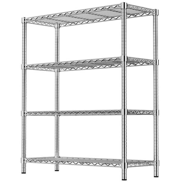 4-Tier Heavy Duty Steel Storage Rack, 350 lbs. Per Shelf Wire Shelf, Rust-Resistant for Kitchen/Laundry/Garage in Chrome