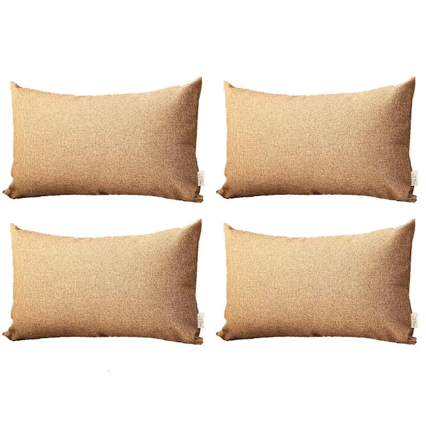 MIKE & Co. NEW YORK Boho-Chic Handcrafted Jacquard Brown 12 in. x 20 in. Lumbar Solid Throw Pillow Cover Set of 4