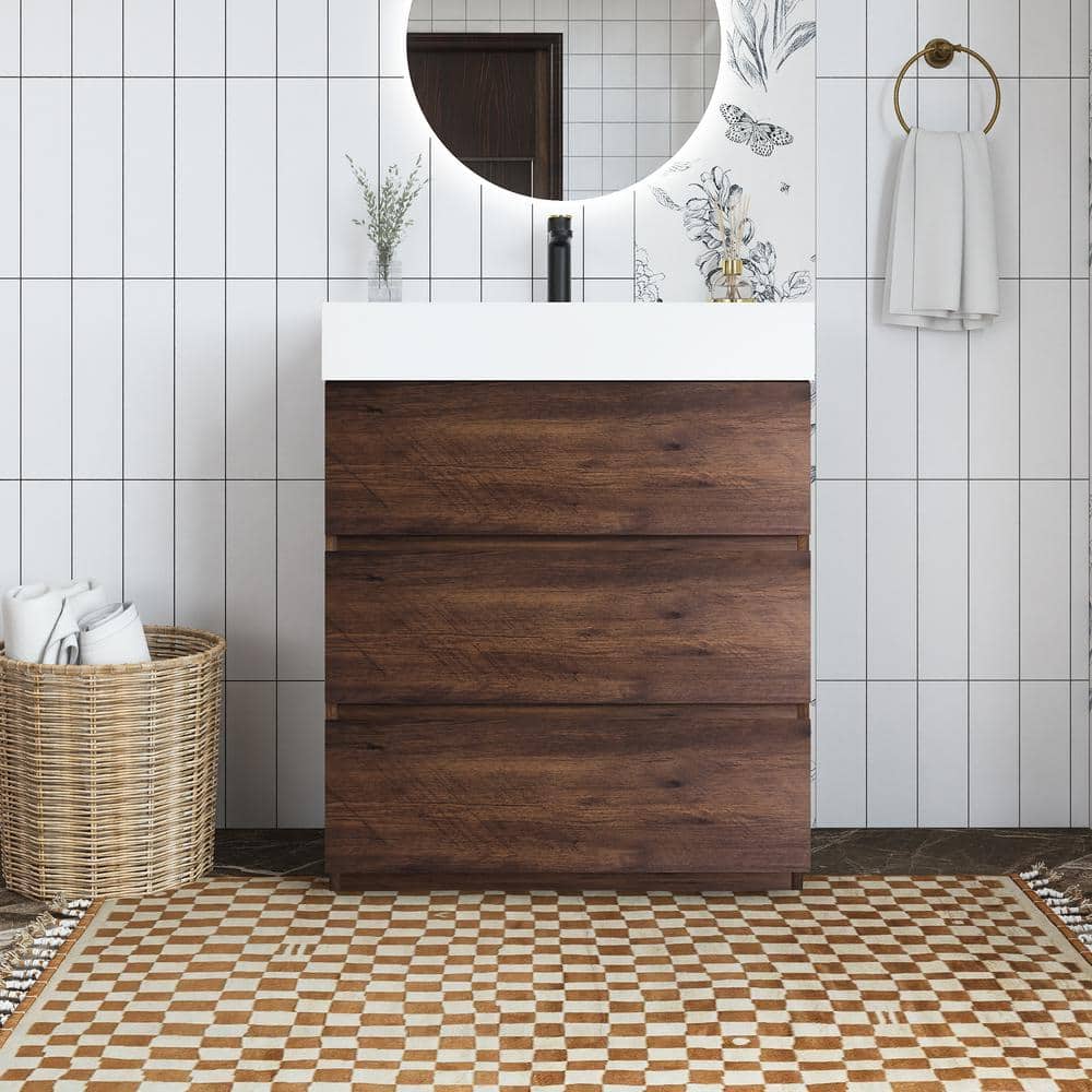 30 in. W x 18 in. D x 37 in. H Single Sink Freestanding Bath Vanity with Wh