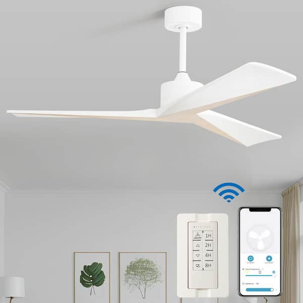 Sofucor 52 in. Indoor/Outdoor White Smart 6-Speed Ceiling Fan with Remote&APP Control