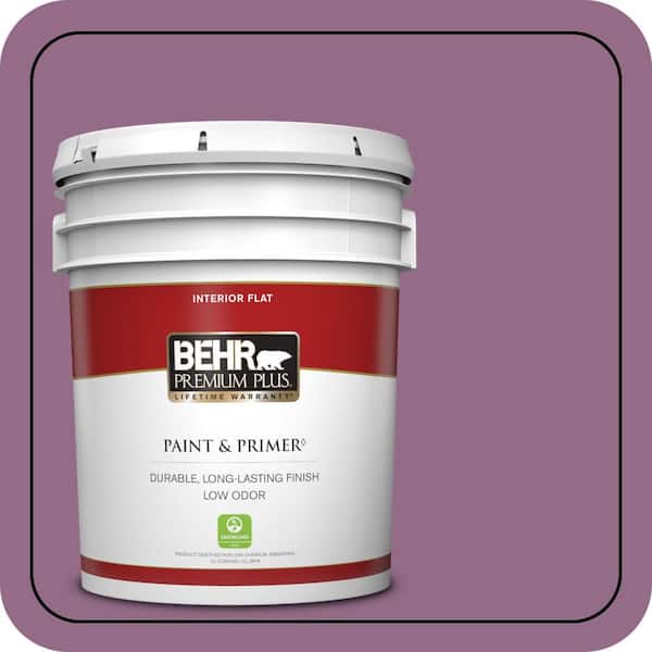 BEHR PREMIUM PLUS 5 gal. #M110-6 Sophisticated Lilac Flat Low Odor Interior Paint & Primer