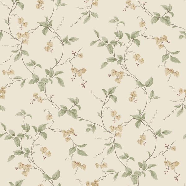 Kitchen Recipes Leaf Trail Vinyl Wallpaper in Cream, Green and Purple ...