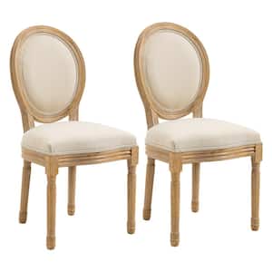 French-Style Beige Linen Chairs (Set of 2)
