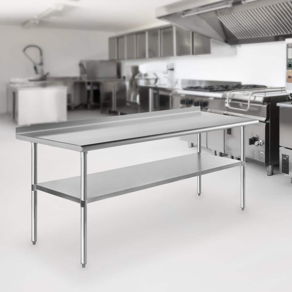 72" Stainless Steel Work Table with Backsplash and Undershelf