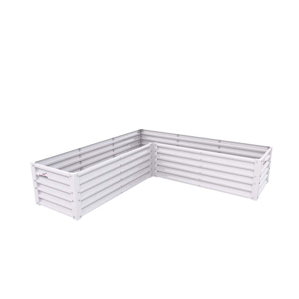 White 74 in. W Metal L-Shaped Raised Garden Bed for Planting Vegetables Flowers Herb, Outdoor Garden Raised Planter Box price history on PriceWatchPro