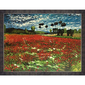 Field of Poppies by Vincent Van Gogh Suede Premier Framed Oil Painting Art Print 34 in. x 44 in.