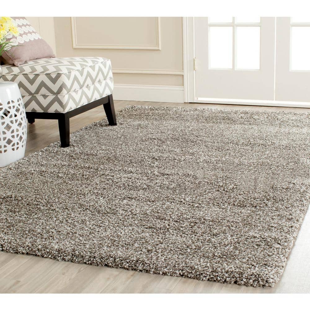 Luxurious Gray Hand-Knotted Shag Rug in Wool and Synthetic Blend - 2' x 4'