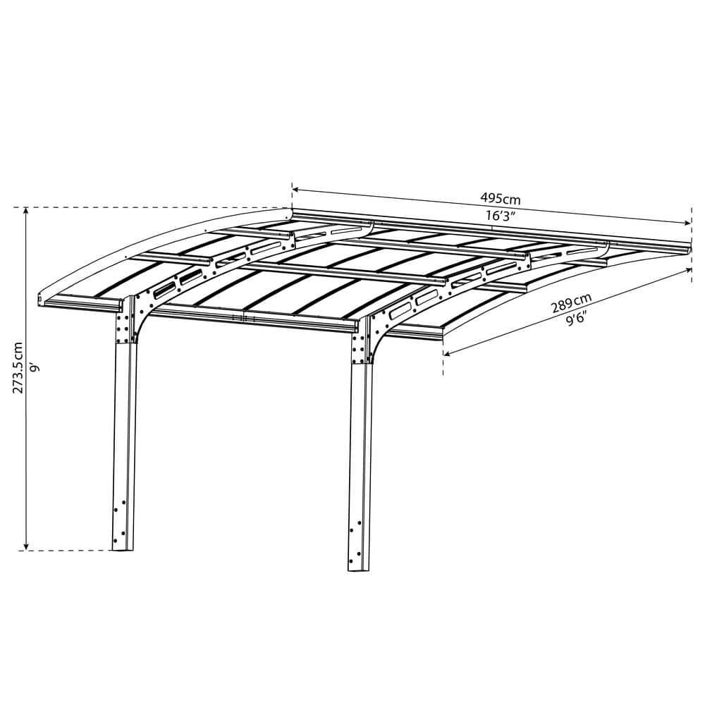 Arizona Gray 10' x 16' Single Slope Carport Kit