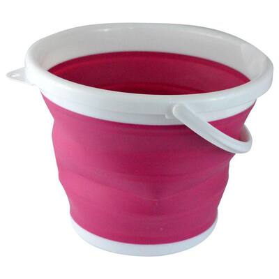 2.65 Gal. Pink Foldable Silicone Collapsible Bucket