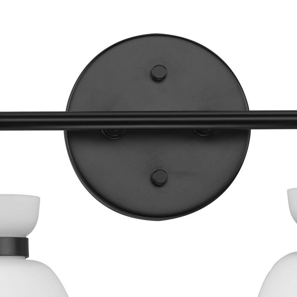 Lexie Matte Black 4-Light Vanity Fixture with Opal Glass Shades