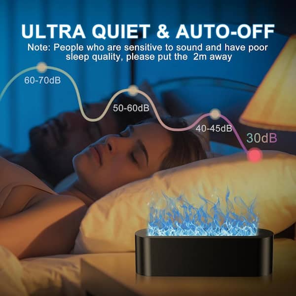 Afoxsos - Colorful Flame Fire Diffuser Humidifier, 7-Colors Oil Diffuser, Ultra-Quiet Aroma Essential Oils Aromatherapy Diffusers