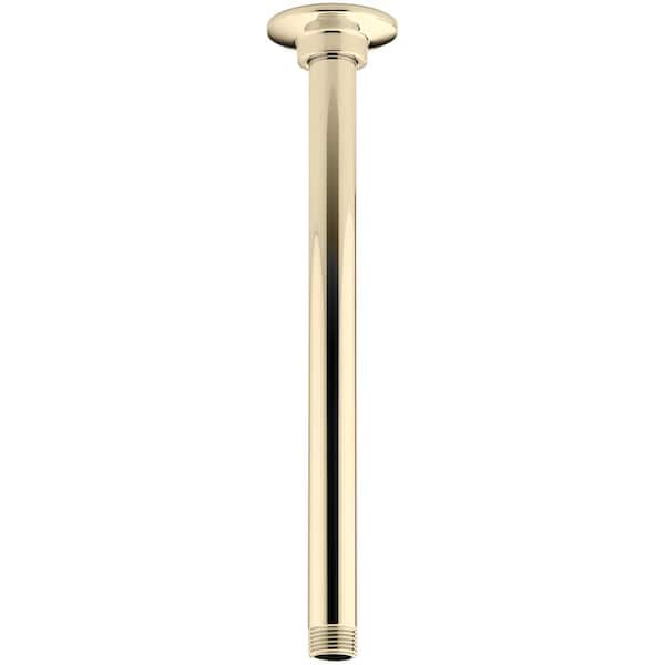 KOHLER 12 in. Ceiling Mount Rainhead Arm and Flange in Vibrant French Gold