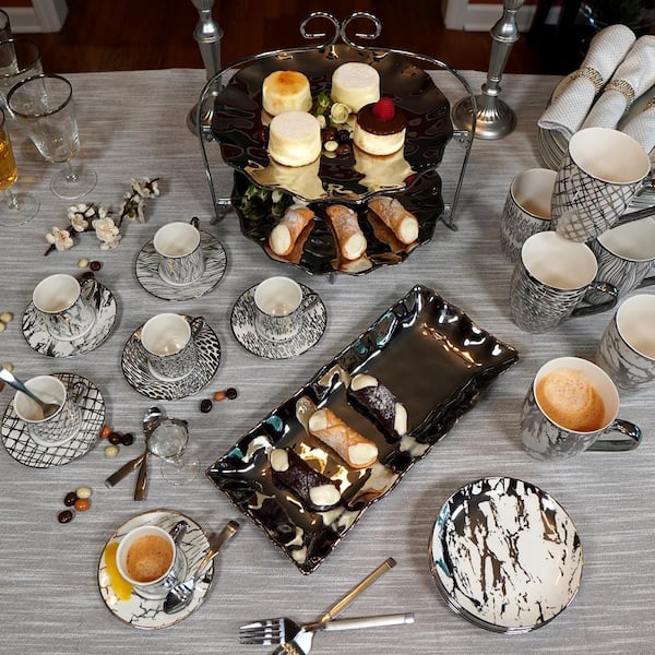 Certified International Matrix Silver Canape Plate (Set of 6