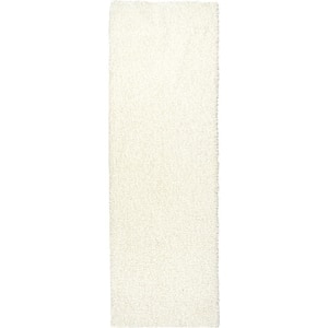 Marlow White 3 ft. x 8 ft. Soft Shaggy Faux Sheepskin Machine Washable Indoor Runner Rug