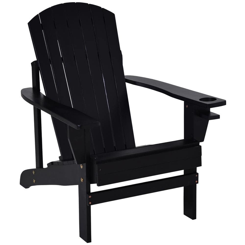 Outsunny Classic Black Outdoor Wood Adirondack Chair 1 Pack 84B 285BK   Outsunny Wood Adirondack Chairs 84b 285bk 64 1000 