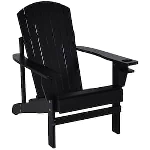Classic Black Outdoor Wood Adirondack Chair (1-Pack)