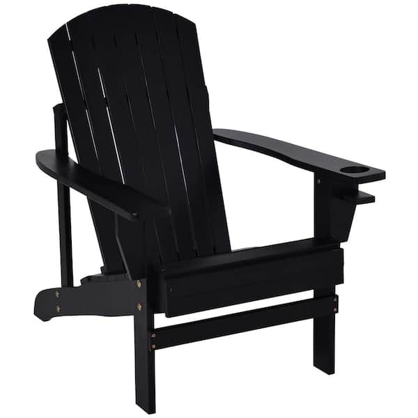 Outsunny Classic Black Outdoor Wood Adirondack Chair (1-Pack)