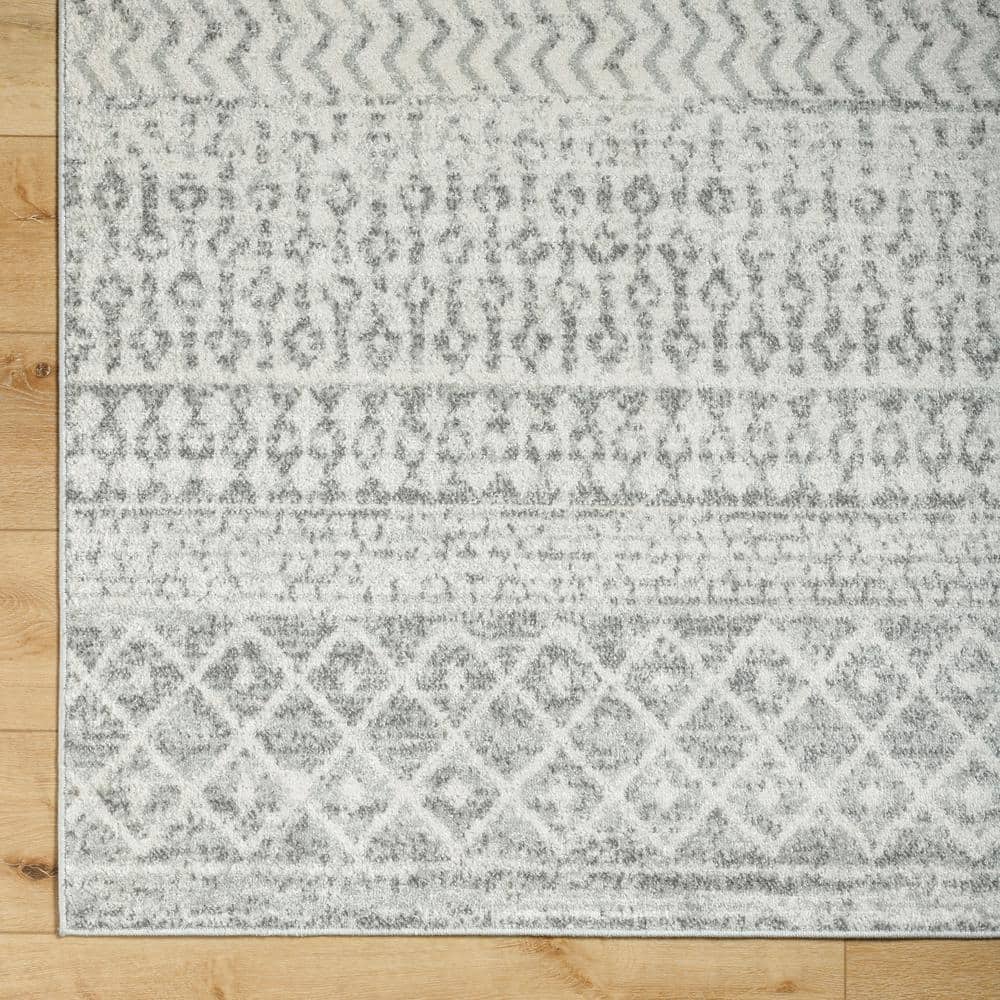 Laurine Gray 6'7" x 9' Moroccan Synthetic Area Rug