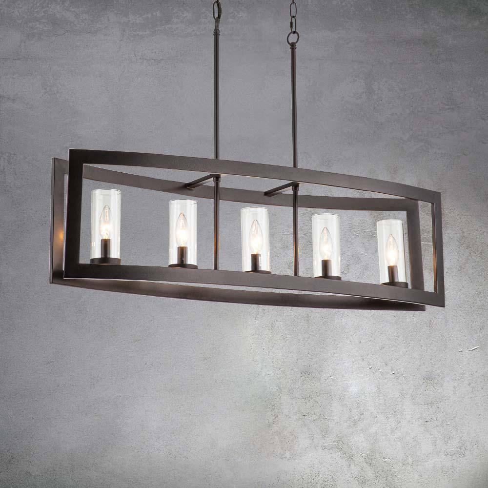 Oil Rubbed Bronze 5-Light Industrial Cage Pendant