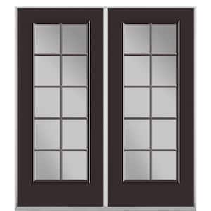 72 in. x 80 in. Willow Wood Steel Prehung Right-Hand Inswing 10-Lite Clear Glass Patio Door without Brickmold
