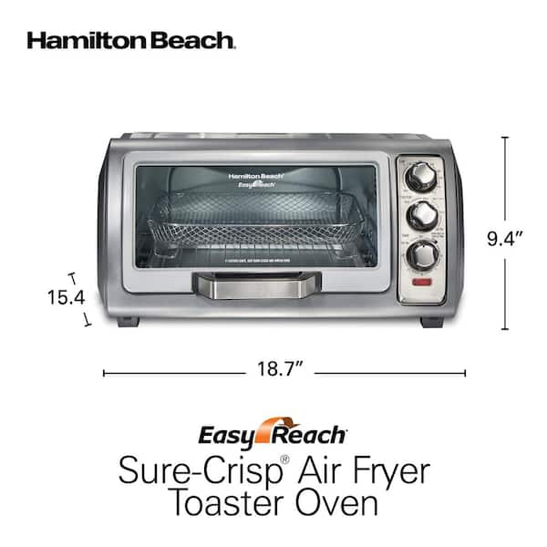 Hamilton Beach Sure-Crisp Easy Reach 1400 W 6-Slice Grey Toaster
