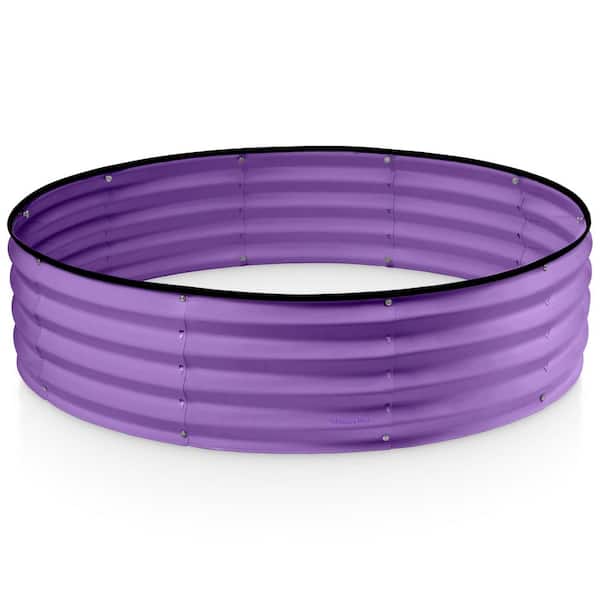 4x 4x1 ft. Round Galvanized Steel Raised Garden Bed Outdoor Raised Planter Box for Gardening Vegetables Flower in Purple