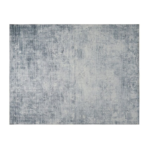 Hazen Abstract Printed Chenille Blue 7 ft. x 10 ft. Polyester Area Rug