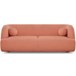 Daisy 87 in. W Round Arm Modern Luxury Japandi Style Boucle Fabric Curvy Sofa Couch in Pink (Seats 3)