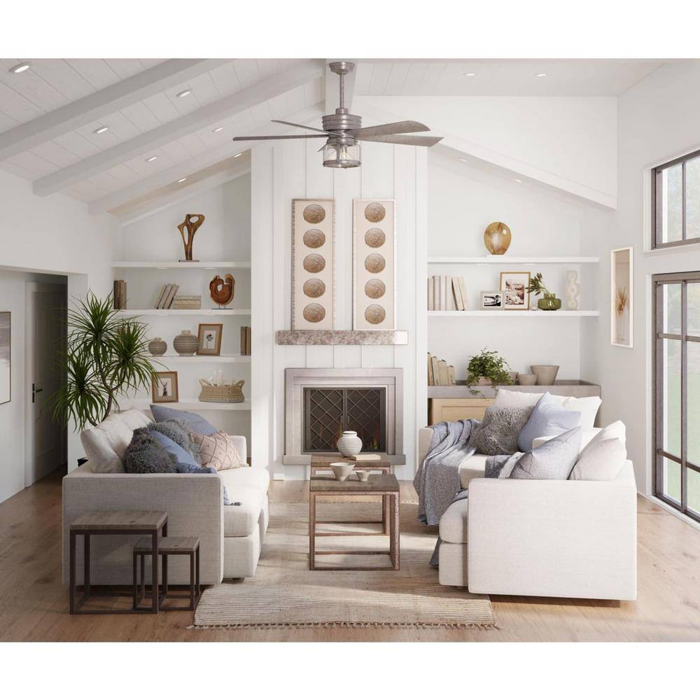 Midvale 56" Galvanized Steel Ceiling Fan with LED Light and Remote