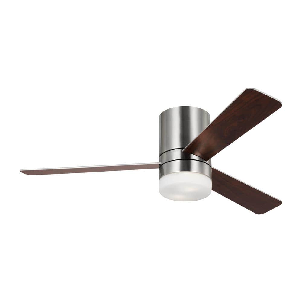 Era 52 in. Modern Brushed Steel Hugger Ceiling Fan with Black/American Walnut Reversible Blades, Wall Mount Control price history on PriceWatchPro