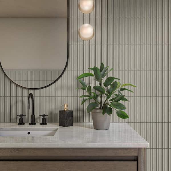 Indoterra Riverbed 2 in. x 9 in. Matte Porcelain Fluted Concrete Look Wall Tile (5.72 sq. ft./case)