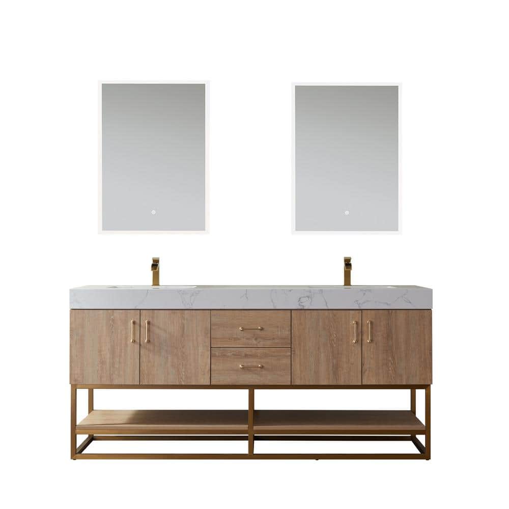ROSWELL Alistair 72 in. W x 22 in. D x 33.9 in. H Bath Vanity in Oak