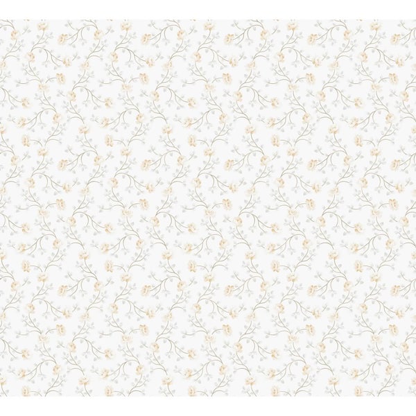 Unbranded Spring Blossom Collection Petite Floral Vine Yellow/White Matte Finish Non-Pasted Non-Woven Paper Wallpaper Roll