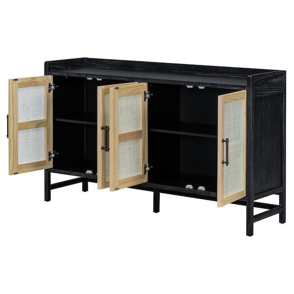 COWLOWN 60 in. W x 16 in. D x 35.8 in. H Bathroom Black Linen Cabinet
