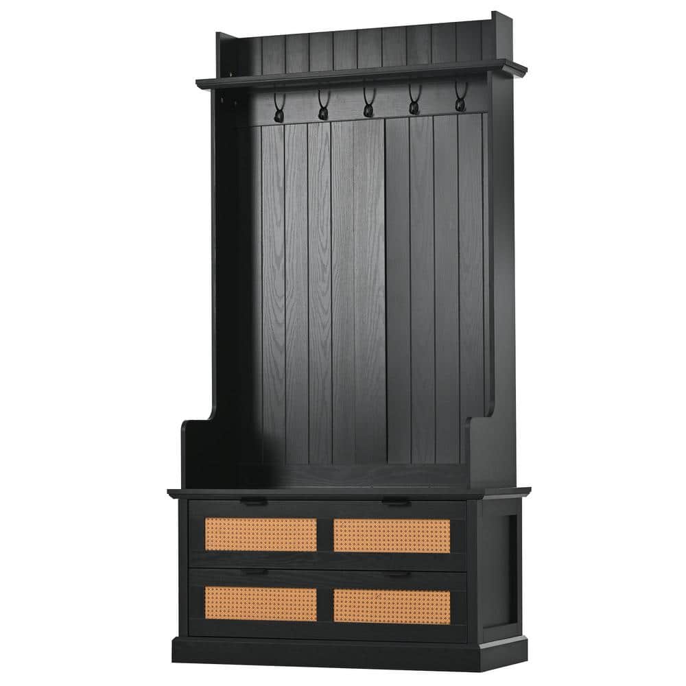 Polibi Espresso Vintage Style Mudroom Hall Tree with Storage Bench, 5