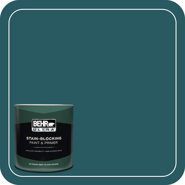 BEHR ULTRA 1 qt. #PPF-56 Terrace Teal Semi-Gloss Enamel Exterior Paint & Primer