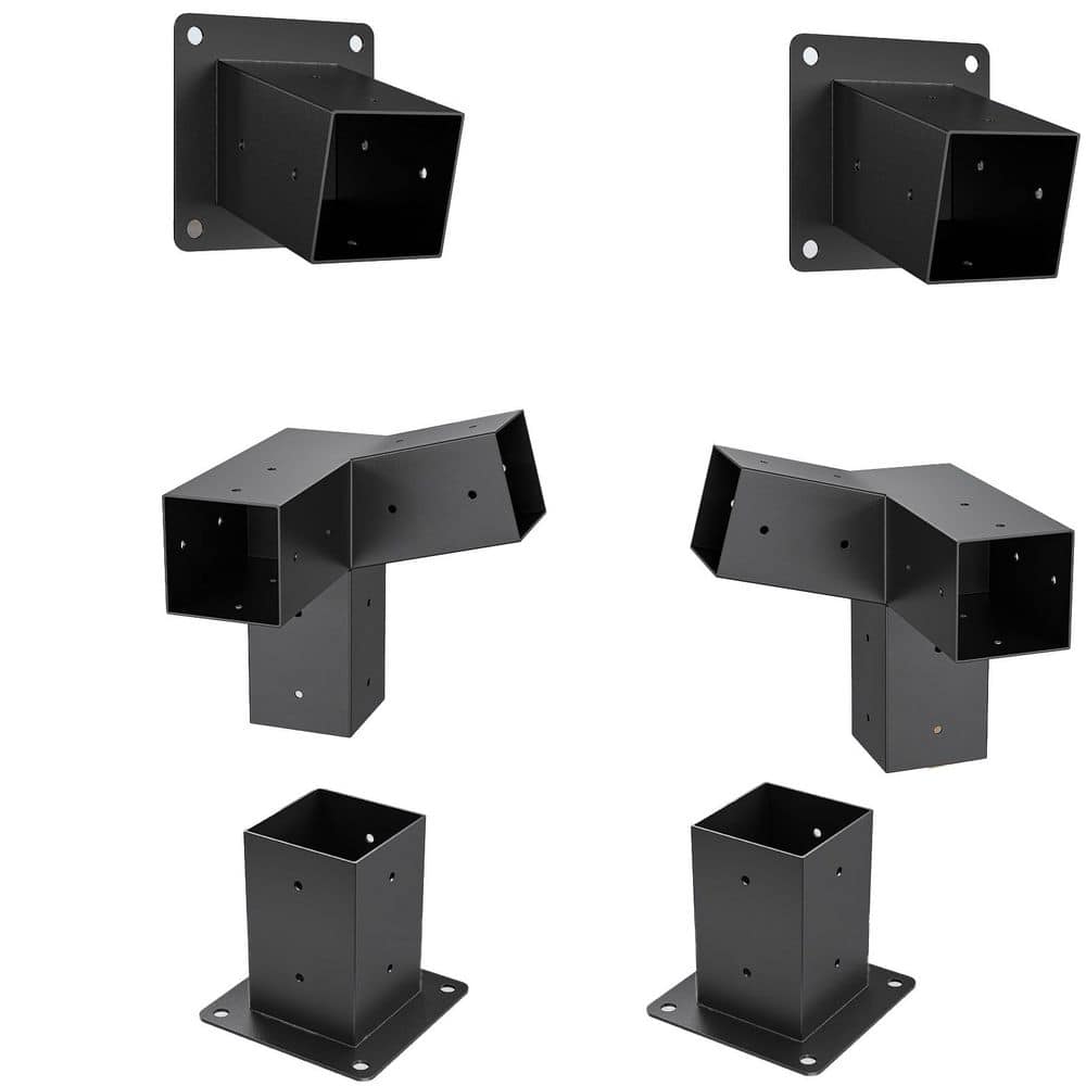 Phewnyzo 4x4 Wood Post Pergola Bracket Kit with 15° Slanted Roof Design ...