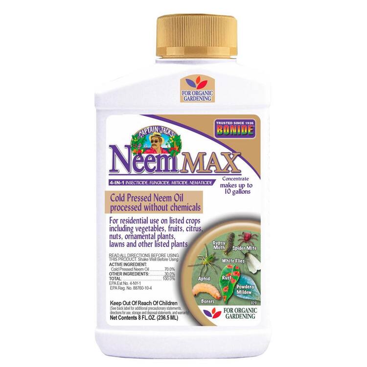  Captain Jack's Neem Max, 8 oz Concentrated Cold Pressed Neem Oil, Insecticide, Fungicide, Miticide and Nematicide