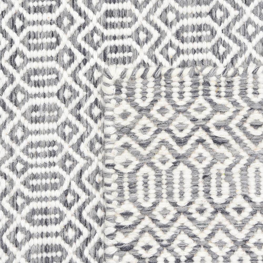 Slate Geometric Flat Woven Wool 9' x 12' Area Rug