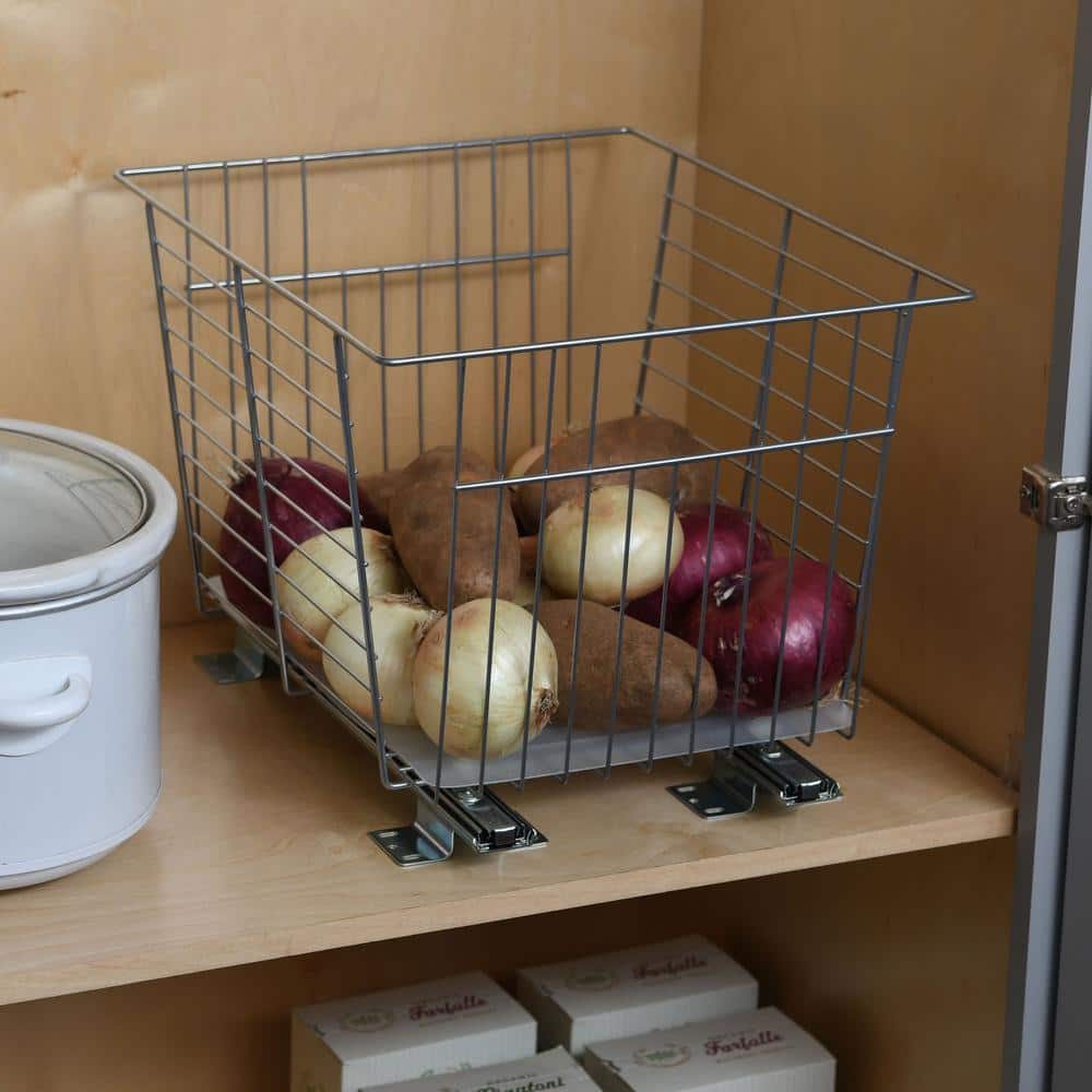 Silver Industrial-Grade Sliding Vegetable-Fruit Bin with PE Liner