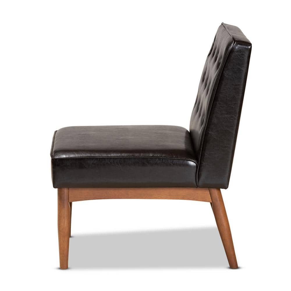 High Back Brown Wood and Cane Arm Chair