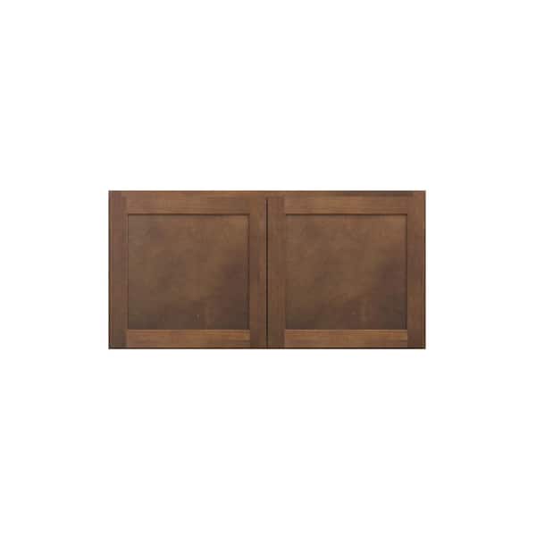 Kunal Kitchens Amherst Shaker 36 in. W x 18 in. H x 24 in. D in Walnut Plywood Assembled Wall Cabinet