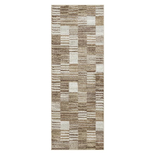 Home Decorators Collection Pernette Beige 2 ft. 7 in. x 7 ft. 2 in. Geometric Area Rug