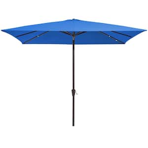 8 ft. x 10 ft. Steel Rectangular Market Umbrella in Blue