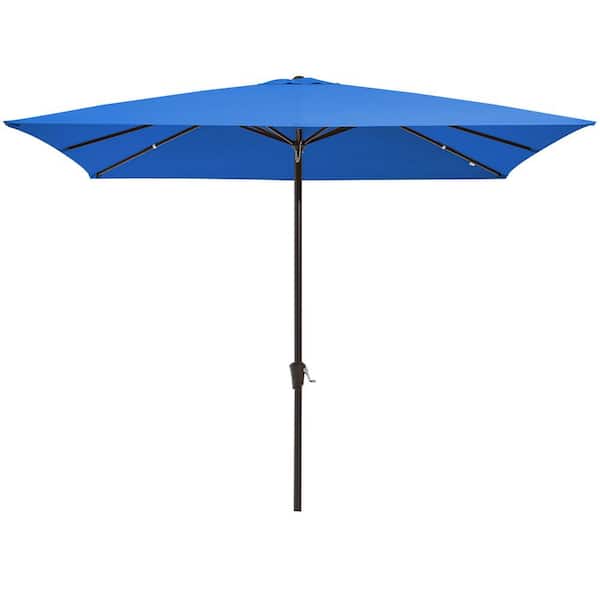 JEAREY 8 ft. x 10 ft. Steel Rectangular Market Umbrella in Blue